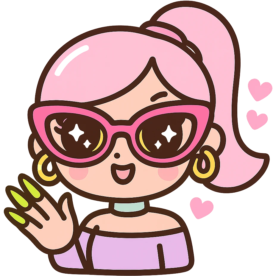 kawaii style baddie TikTok Bratz Y2K acrylic nails, 3D glossy, outlined, sticker-like, pastel pinks, neon accents, white or transparent background, 512x512px emoji