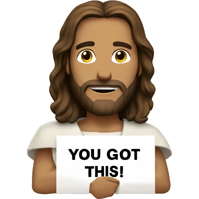 Jesus holding a sign saying you got this  emoji