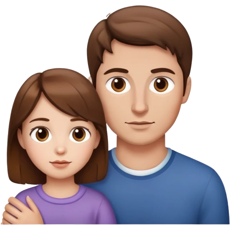 woman, man and child white skin and all brown hair emoji