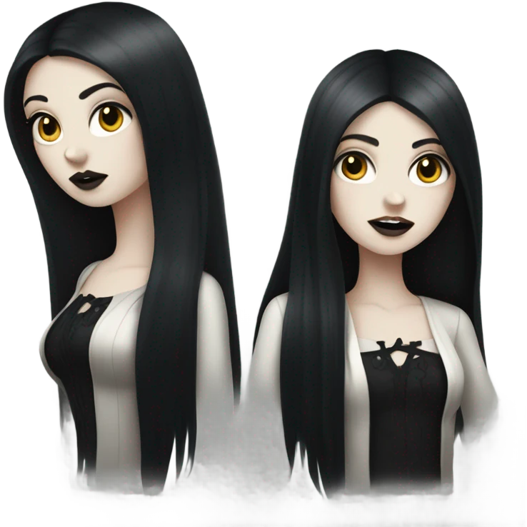 Gothic girl with white skin and long black hair  emoji