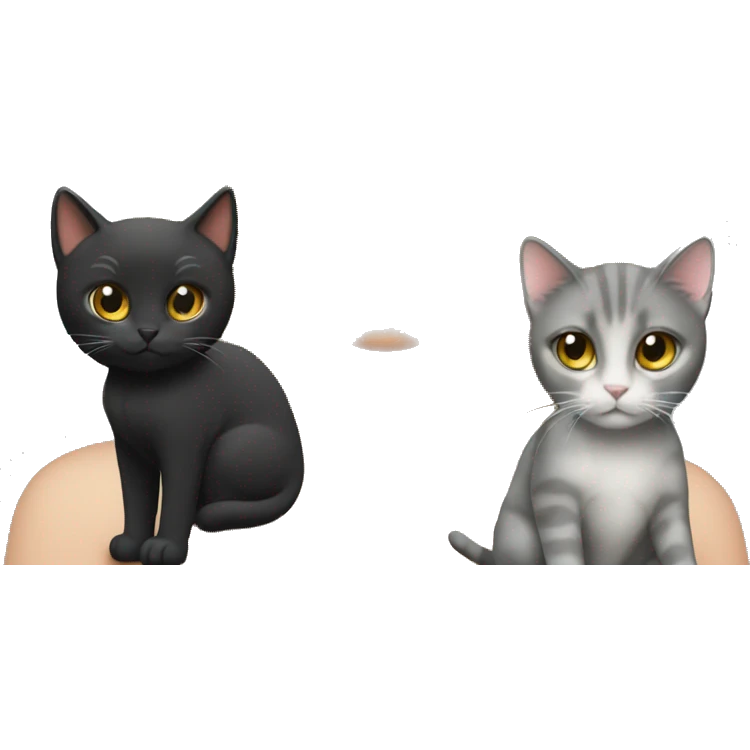 white girl with 2 cats  one dark grey and one black emoji