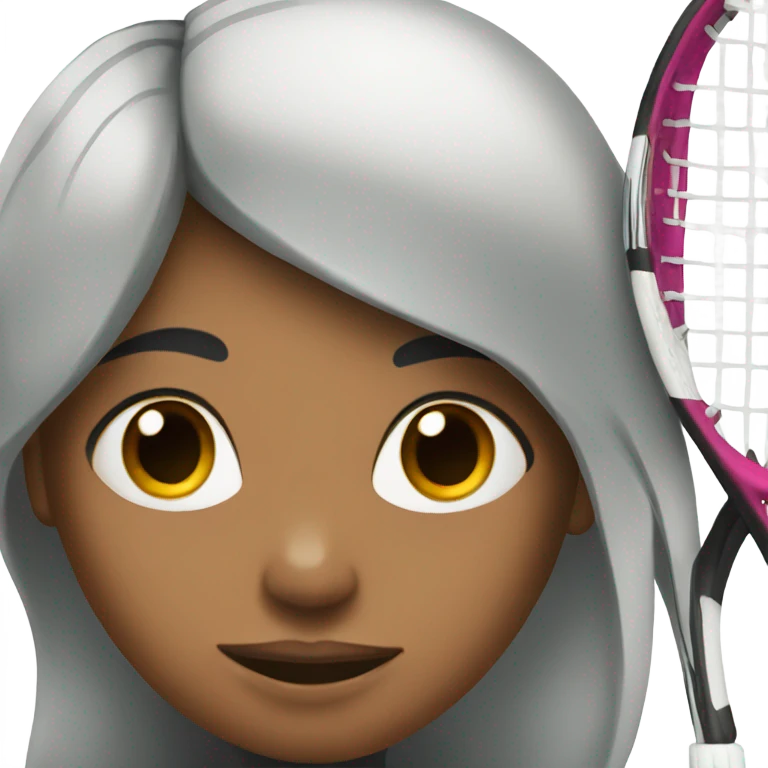 A girl with black hair who is tennis player emoji