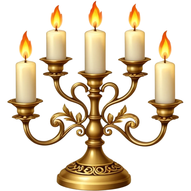 fancy three-candle holder with glowing flames emoji