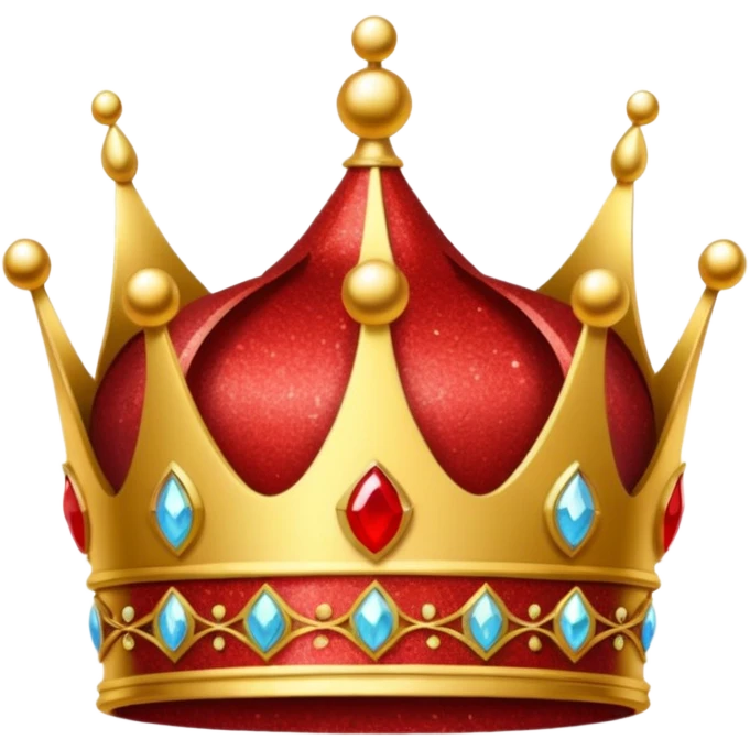 Crown glitter red and golden emoji