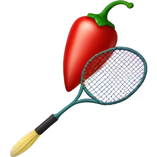 Badminton racquet hitting a chili pepper through a heart cupid emoji