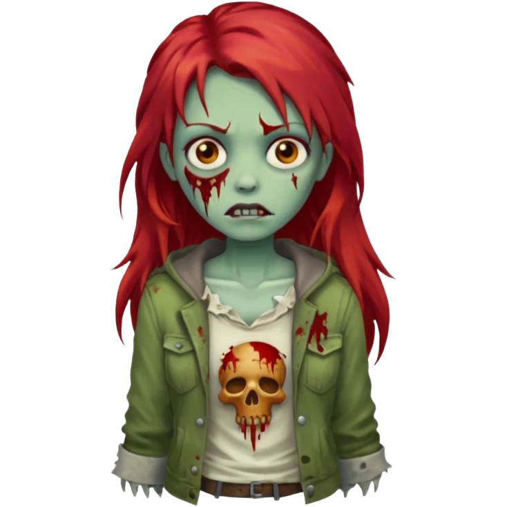 Zombie girl franja ruiva cabelo comprido  emoji