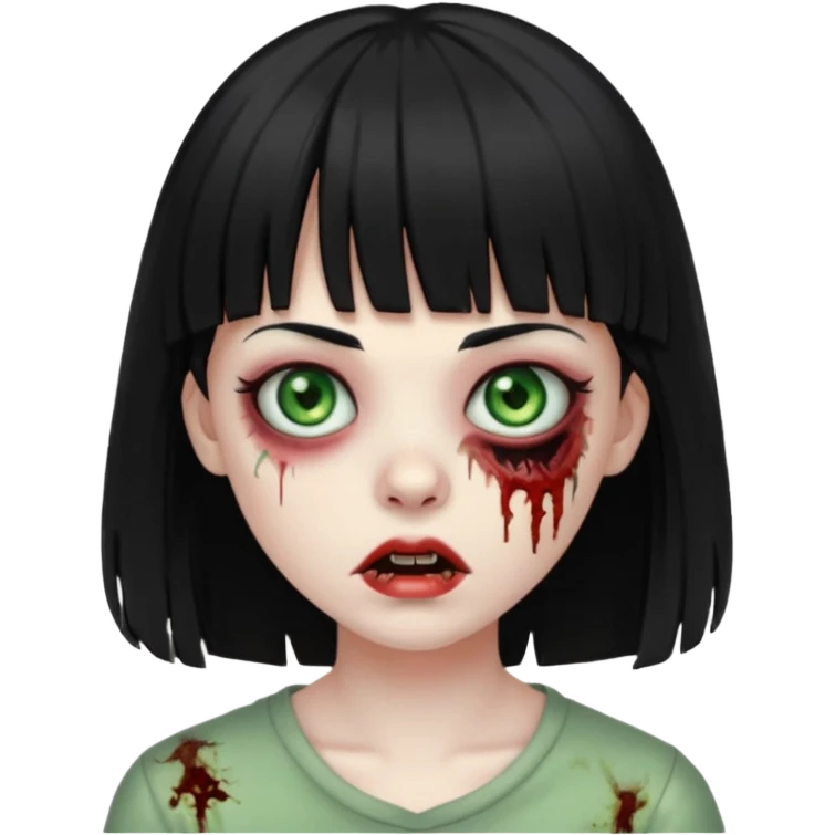 Zombie girl With black hair and bangs emoji