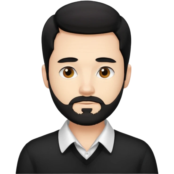 A white guy with coolers and white collar t shirt and the beard for him is at the chin area only,the hair is fuzzy and black in colour emoji
