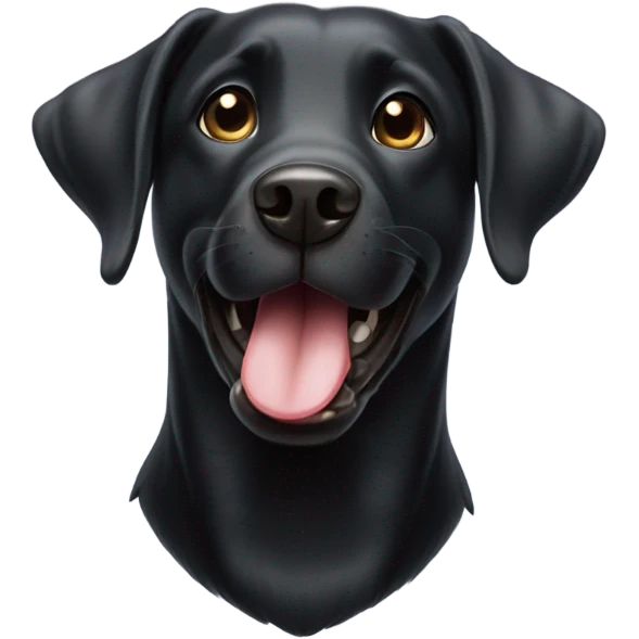 Black lab with a silly face emoji