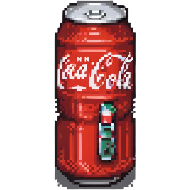 pixel art Coca Cola can with classic logo emoji