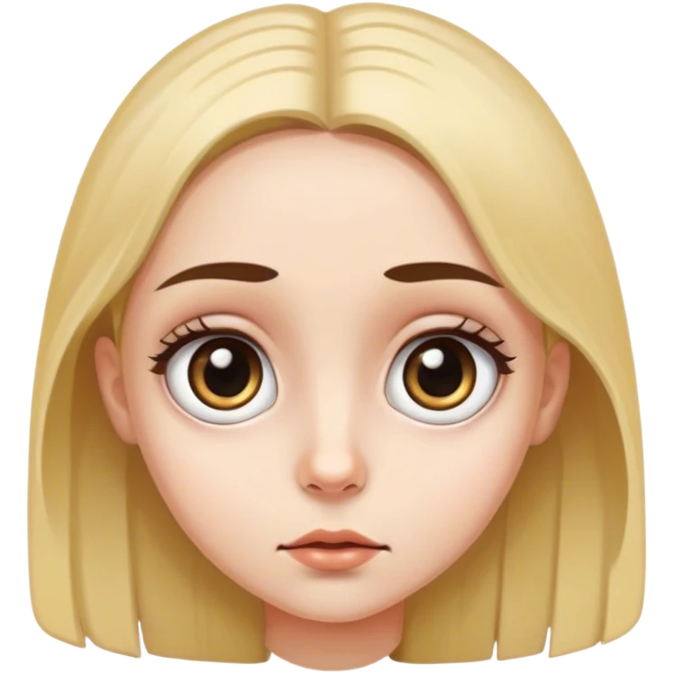 girl with very wide eyes and small dark pupils with no emotion emoji