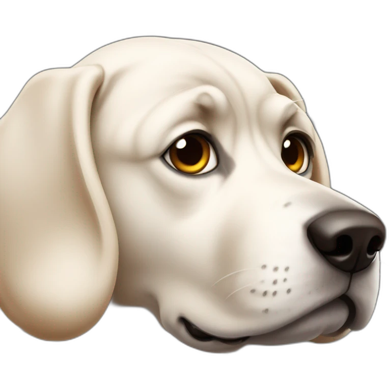 Dog from the side looking askance emoji