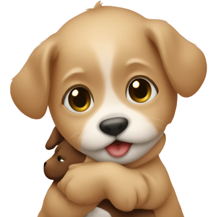 Baby hugging puppy emoji