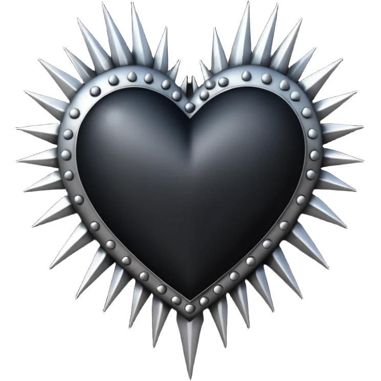 gothic black heart with silver spikes emoji