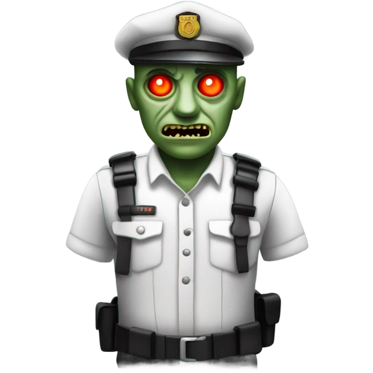Zombie prison warden with glowing red eyes emoji