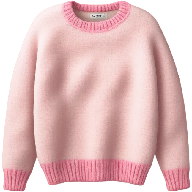 Pink and White cropped oversize wool sweater, isolated emoji