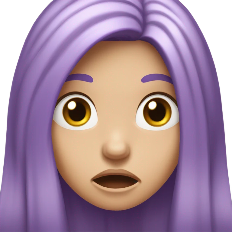 Ohhhh noooo white girl with long dark purple hair hands on face emoji