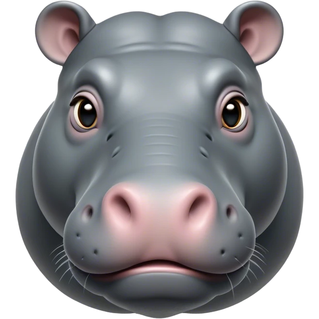 Cinematic Noble Hippo Portrait Emoji, Poised and regal, with a massive, robust build and a smooth, well-groomed slate-gray hide, deep-set soulful eyes, Simplified yet sharp and sophisticated features, highly detailed, glowing with a soft, dignified glow, high shine, intelligent and calm, stylized with an air of riverine majesty, focused and attentive, soft glowing outline, capturing the essence of a watchful and confident water-dweller, so majestic it feels as though it could lumber out of the screen with effortless authority! emoji