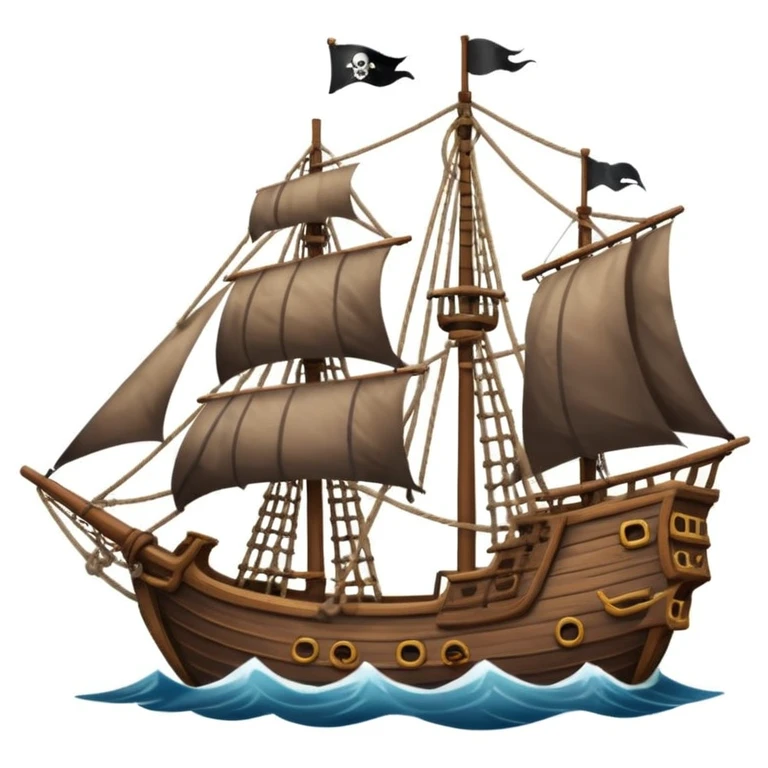 pirate sailing a ship in strome sea background emoji