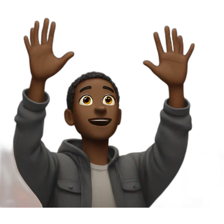 black man looking to the sky hands open emoji