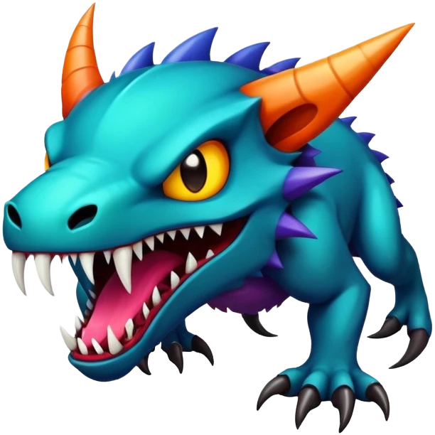 Randomly-colored dark colorful Fakémon-creature emoji