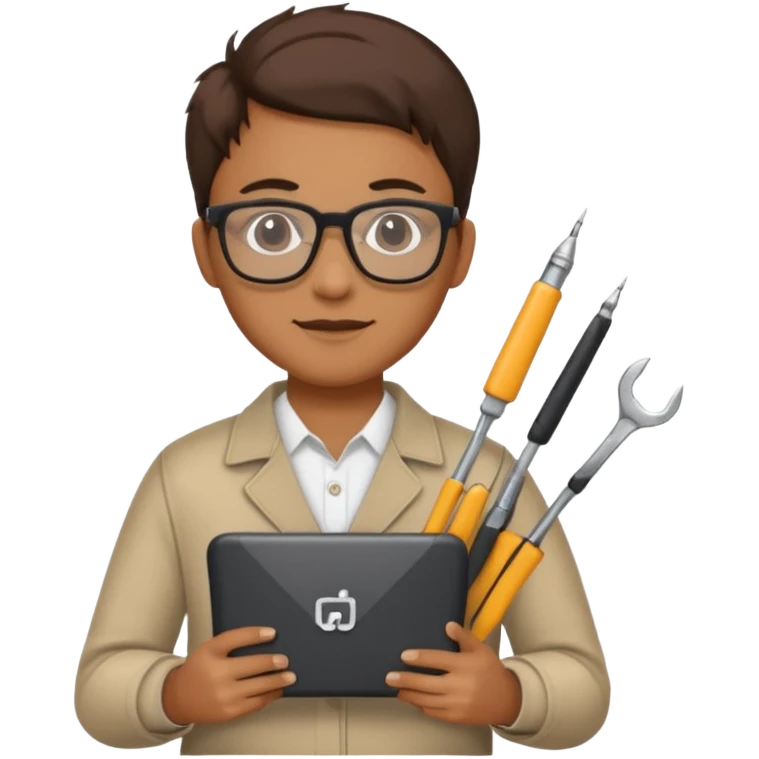 person with digital toolkit, digital vibes, digital background, internet emoji
