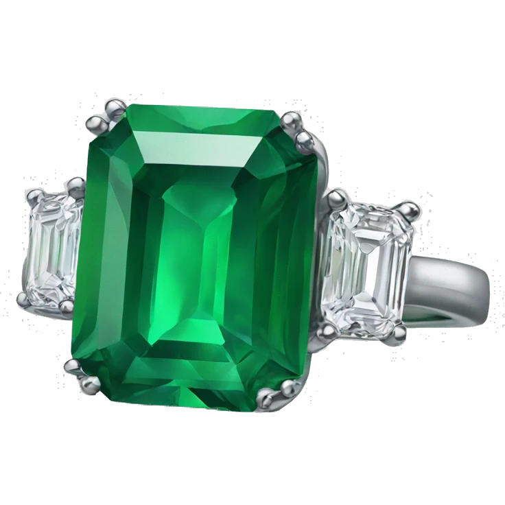 Engagement ring emoji emerald cut green emerald stone emoji