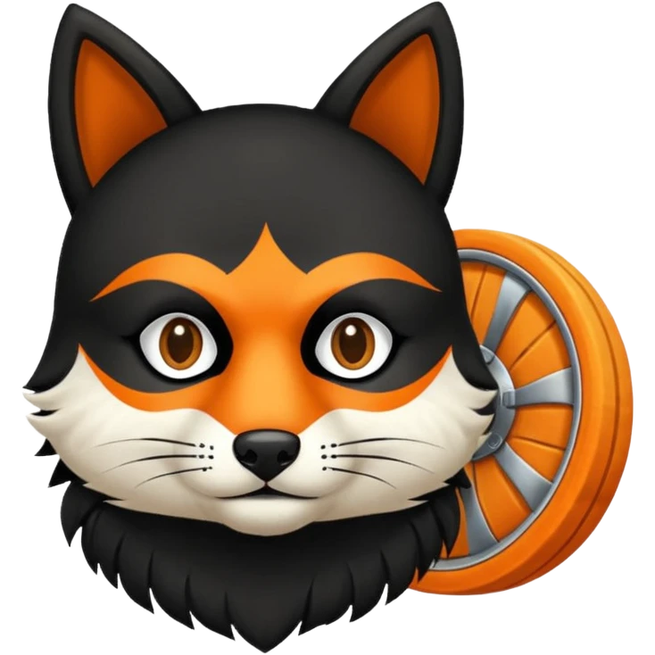 zorro naranja mascota agarrando una llanta emoji