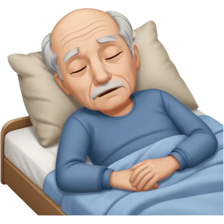 sleepy old man lying down on bed emoji