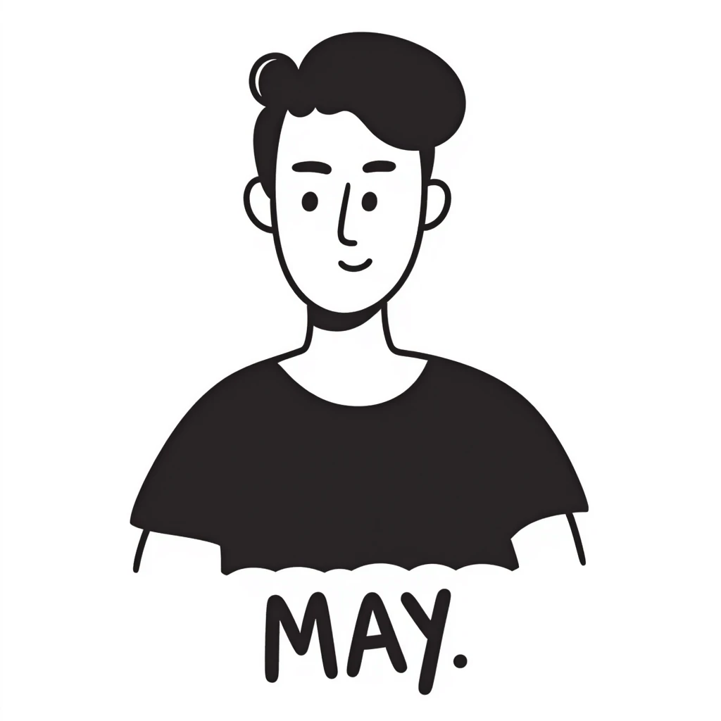 Justin Timberlake lookalike with handwritten text 'MAY' emoji