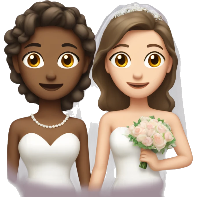 Two lesbians getting married one has brown hair  emoji