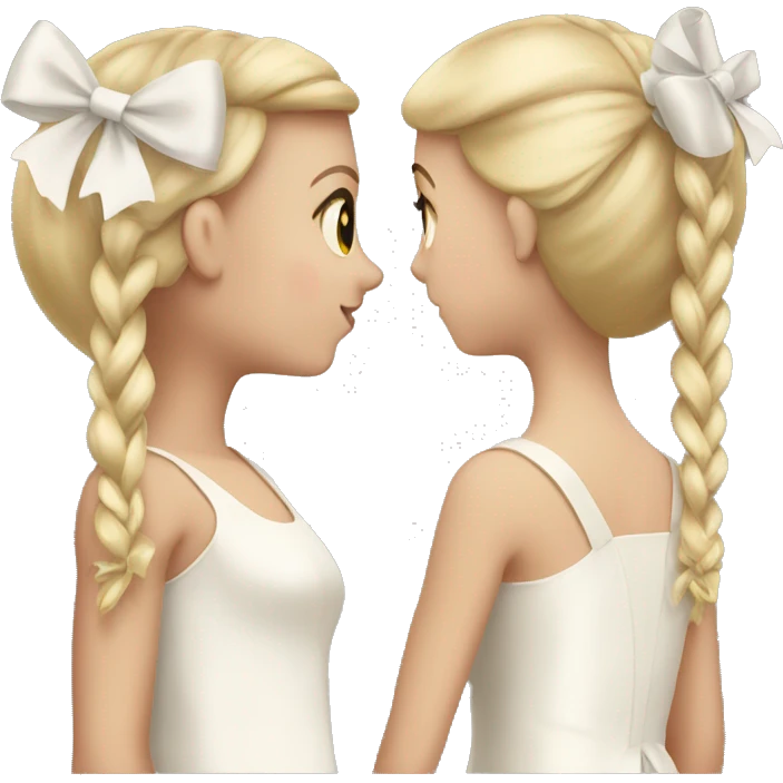 Two white girls wearing bows back view beige emoji