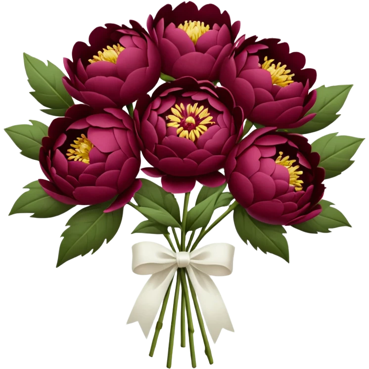 Big bouquet of burgundy peonies with a white satin ribbon emoji