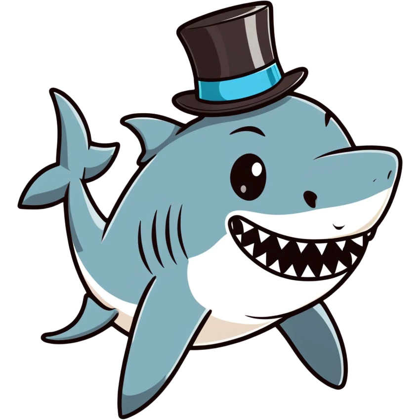 Shark with a top hat emoji