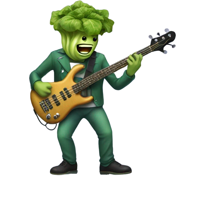 Lettuce man with a bass guitar  emoji