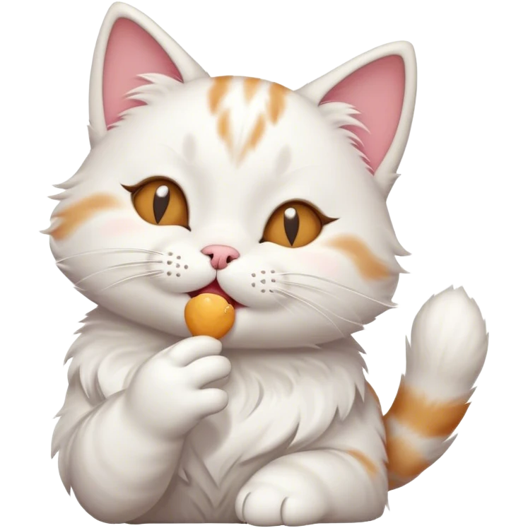A cute illustration of a cat sending an air kiss. The cat is blowing a kiss with one paw, with its eyes closed and a joyful expression emoji