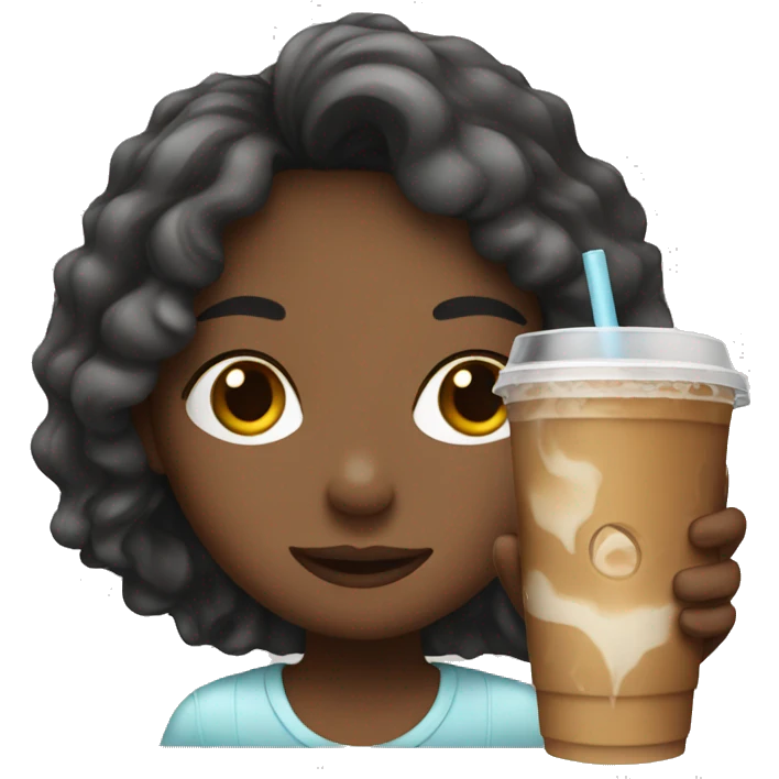 Girl with iced coffee emoji
