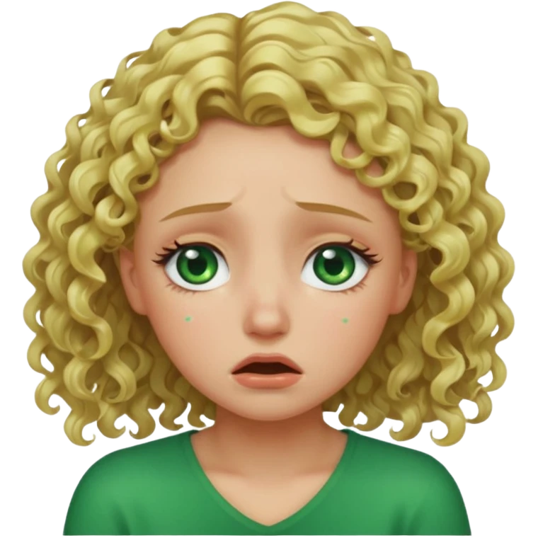 the girl is that criying she has green eyes and blond hair curly emoji