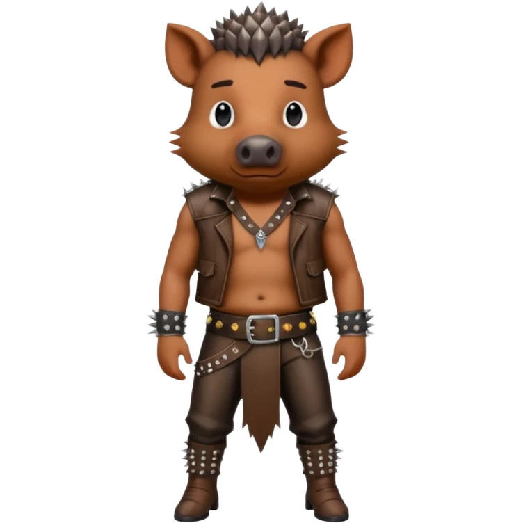 wild boar, punk hair, full body, stading, belt emoji