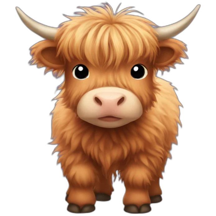 Cute Fluffy Highland cow baby emoji