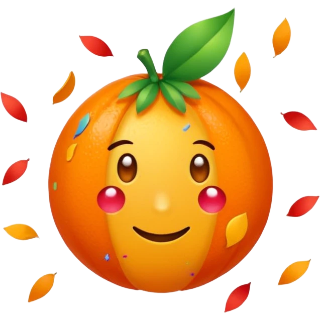Una cara roja con naranja con rayos que explotan y llena de confeti  emoji