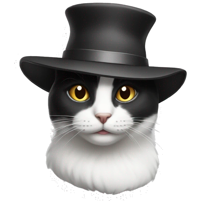 Black and white cat with a hat emoji
