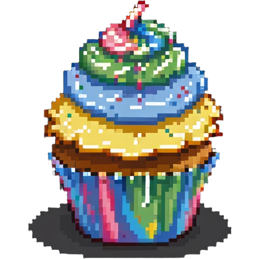 cupcake with rainbow icing emoji