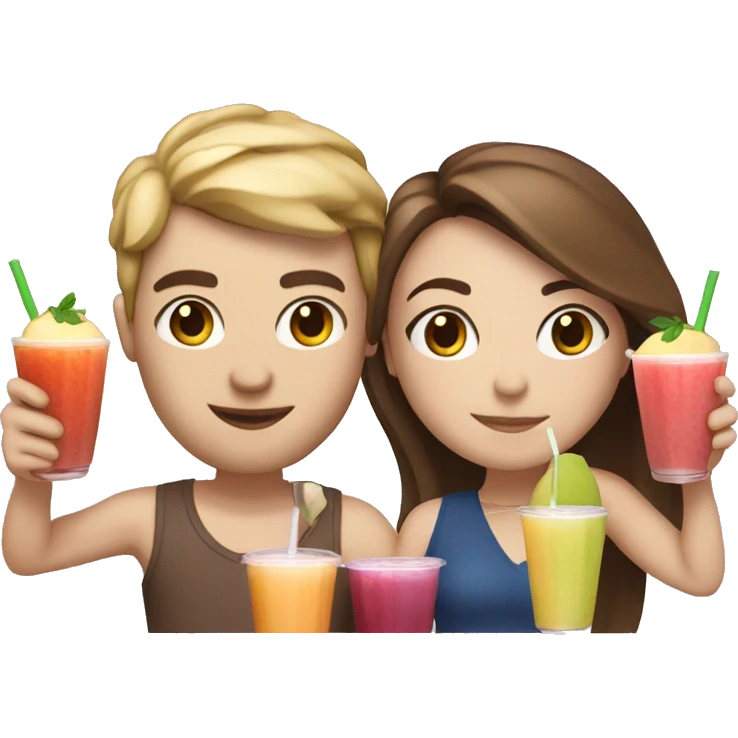 fair skinned people having a date over a smoothie emoji