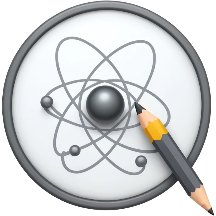 exam paper with an atom symbol and a pencil emoji