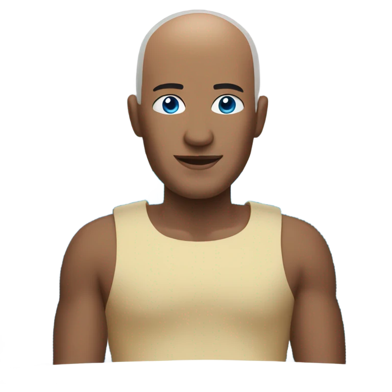 Bald man with blue eyes on a boat emoji