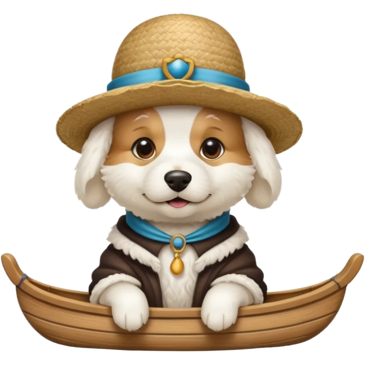 white dog with iconic gondolier hat emoji