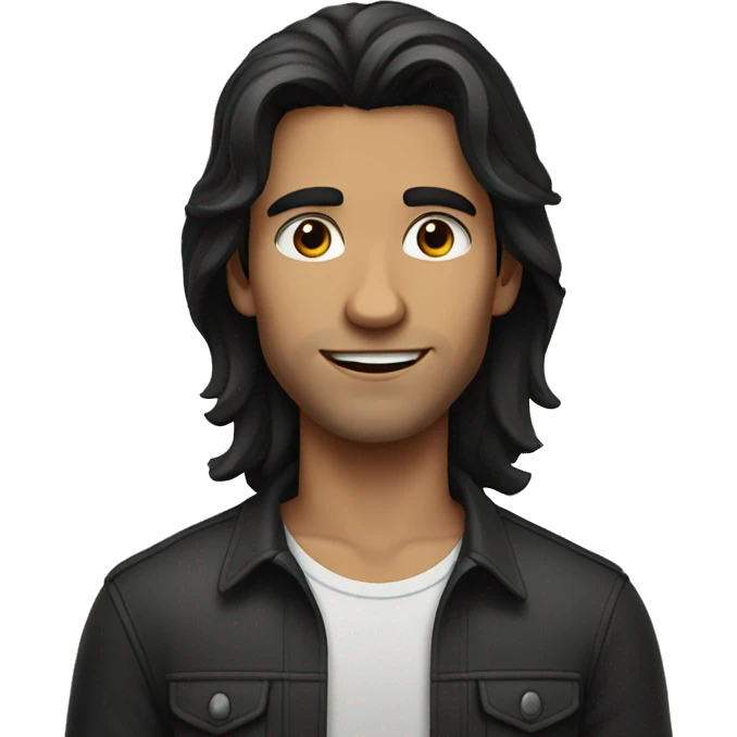 young dark-haired man with long hair emoji