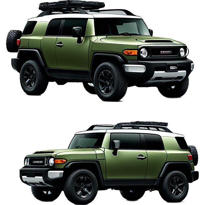 Army Green FJ Cruiser cruiser with green roof and with black wheels emoji