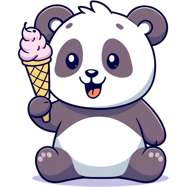 Panda eating ice cream emoji